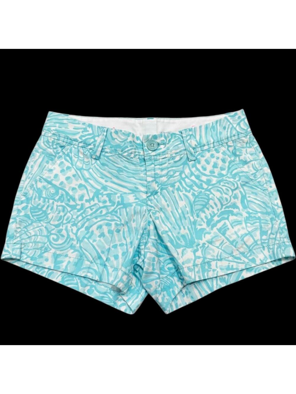LILLY PULITZER Callahan Blue White Sea Cups Short Sz 2